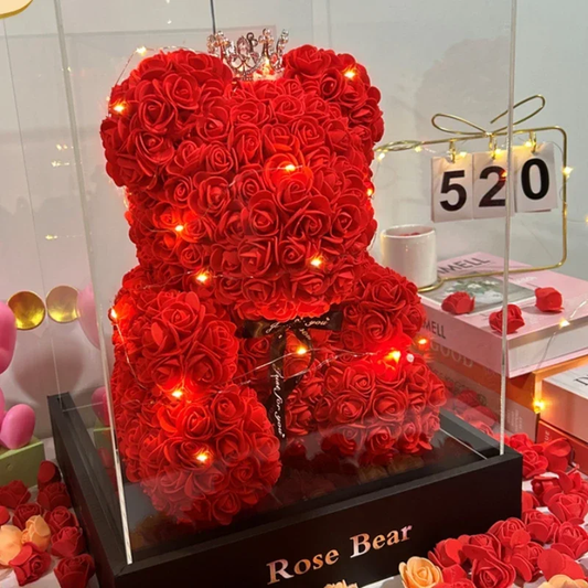 Rose Teddy Bear - Perfect Gift for Mom on Mother's Day, Birthdays, Valentine's Day & Anniversaries
